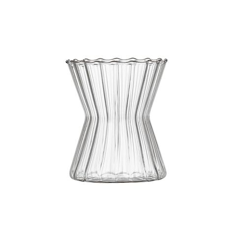 Universal glass with ribbed hourglass shape