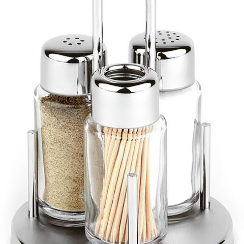 Cruet set salt and pepper and toothpick