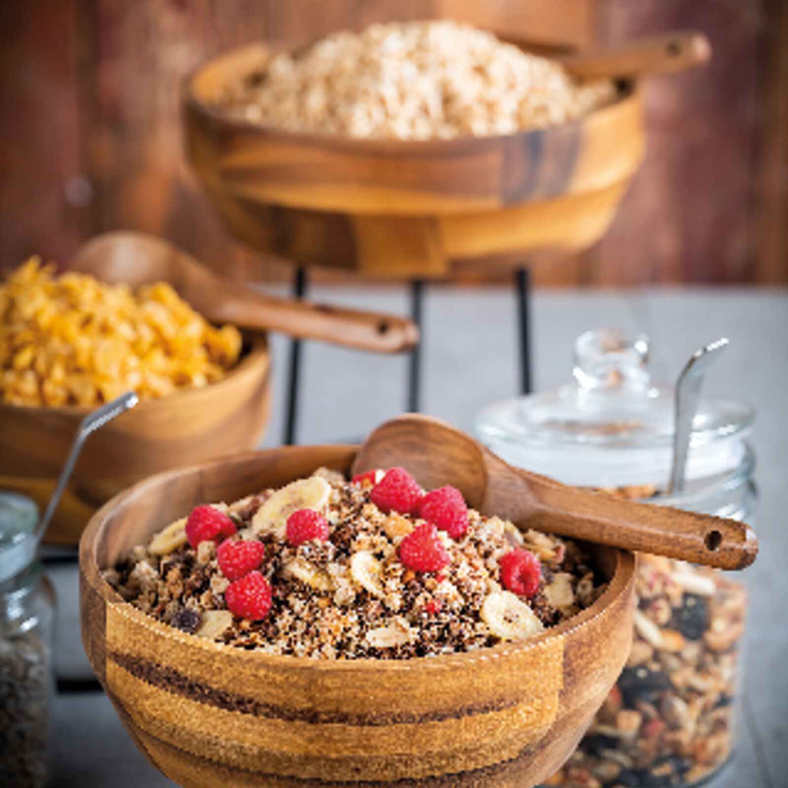 Cereal bowl in acacia wood image number null