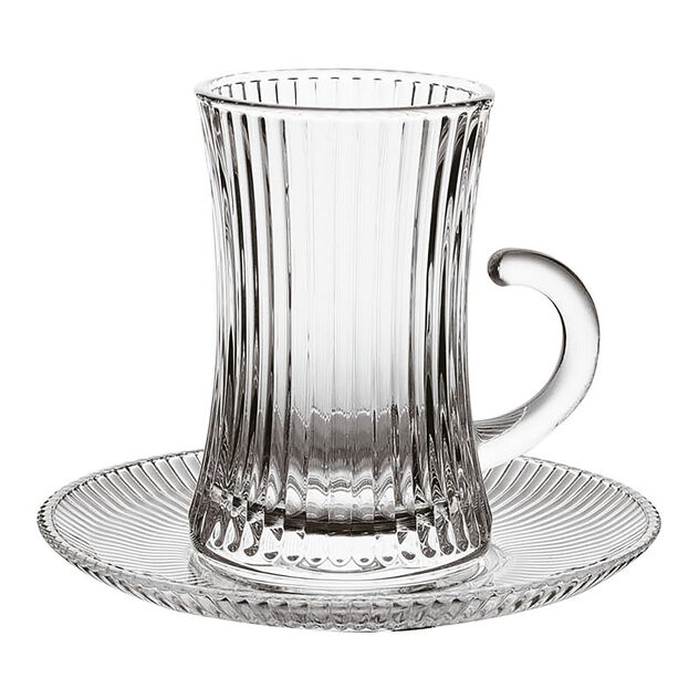 Coffee cup striped with handle, set 6 pcs image number 1
