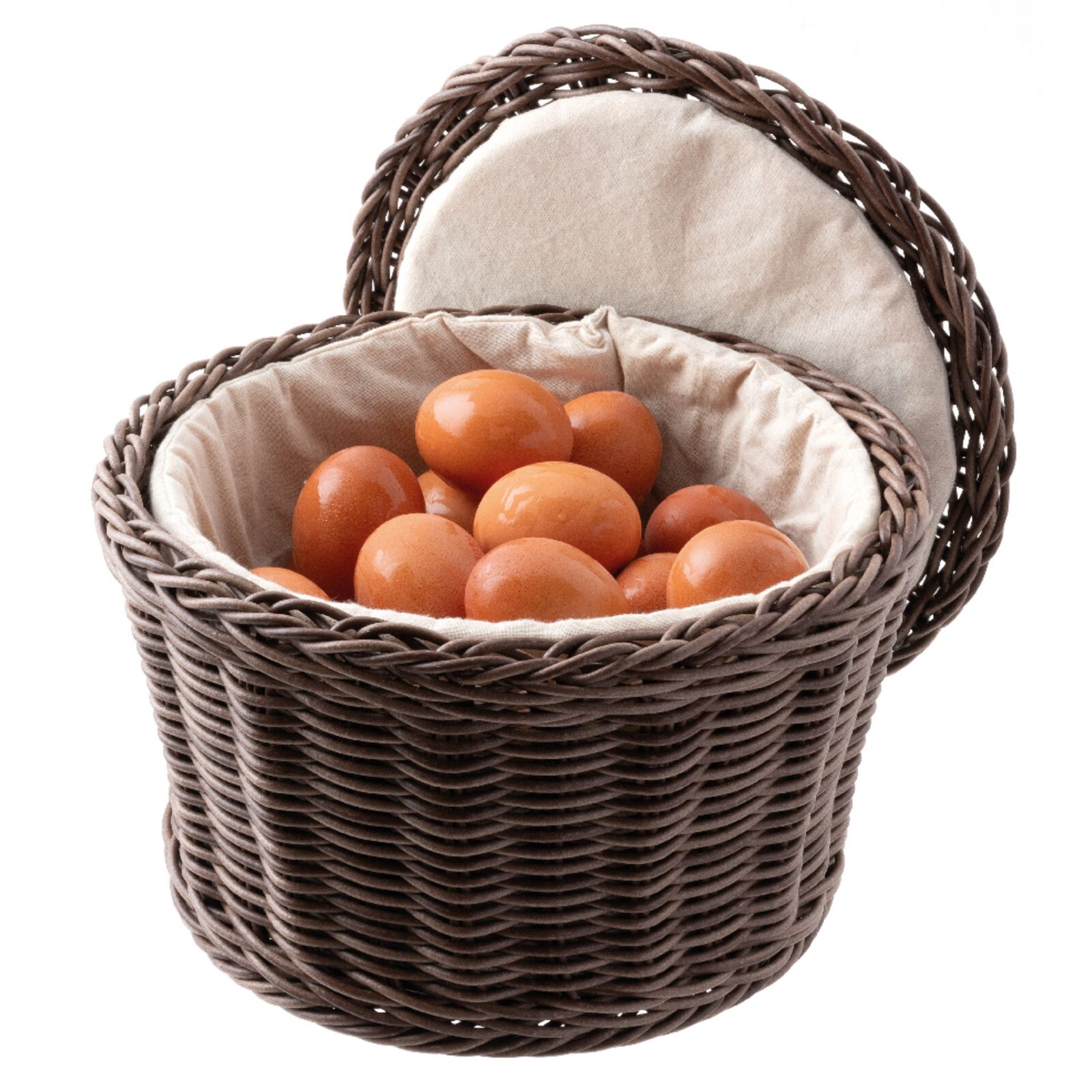 Fabric-lined rattan egg basket  image number null