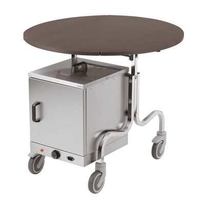 Room service trolley with hot box