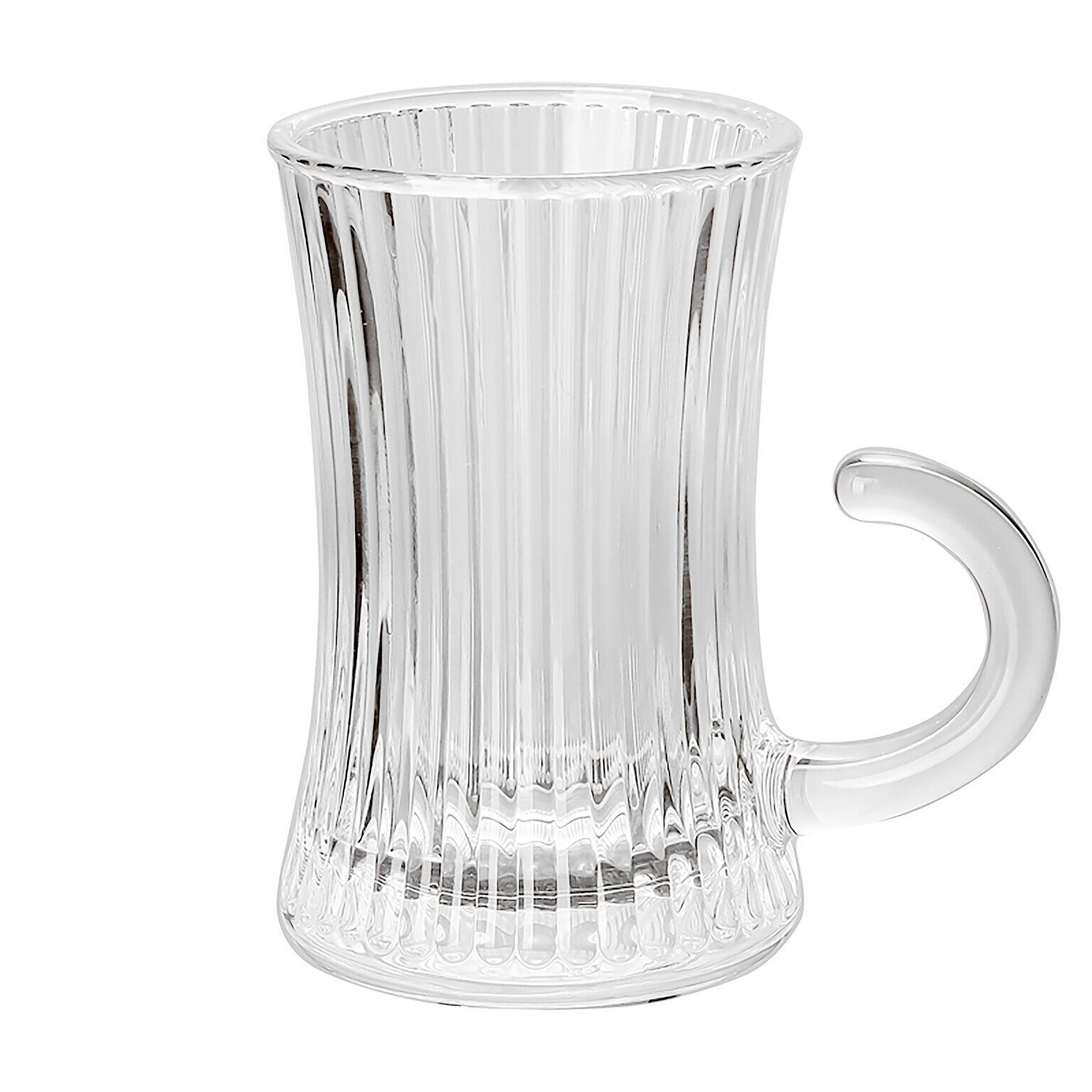 Coffee cup striped with handle, set 6 pcs