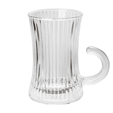 Coffee cup striped with handle, set 6 pcs