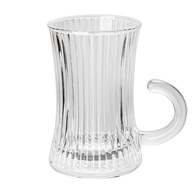 Coffee cup striped with handle, set 6 pcs image number 0