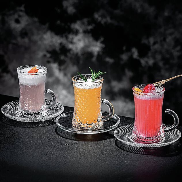 Coffee cup striped with handle, set 6 pcs image number 4