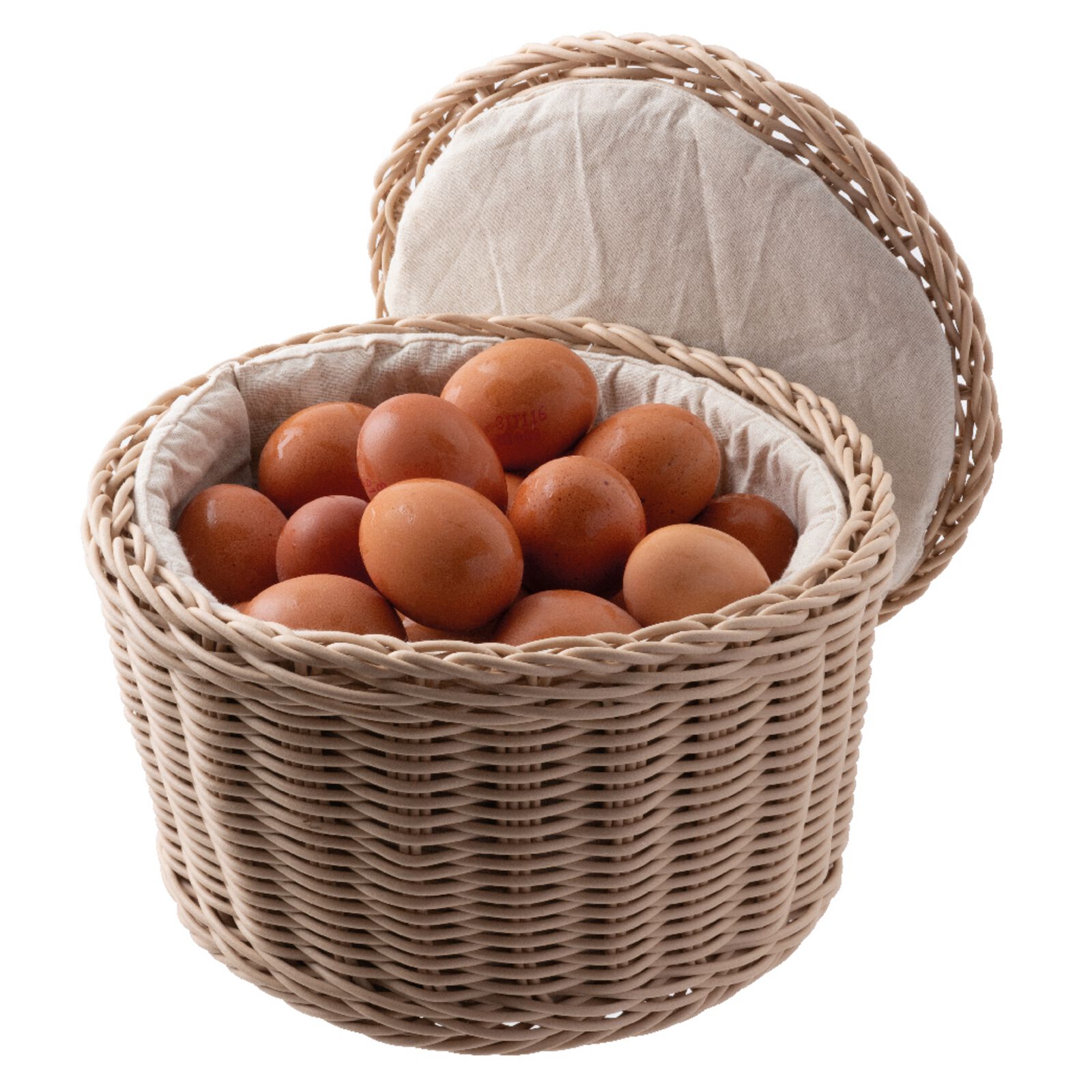 Fabric-lined rattan egg basket  image number null